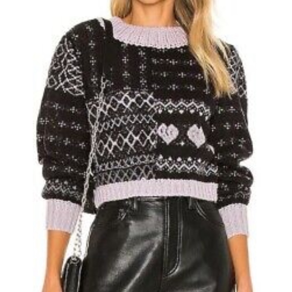 Free People Snow Globe Wool Alpaca Mock Neck Cropped Pullover Sweater: Onyx - Picture 3 of 16
